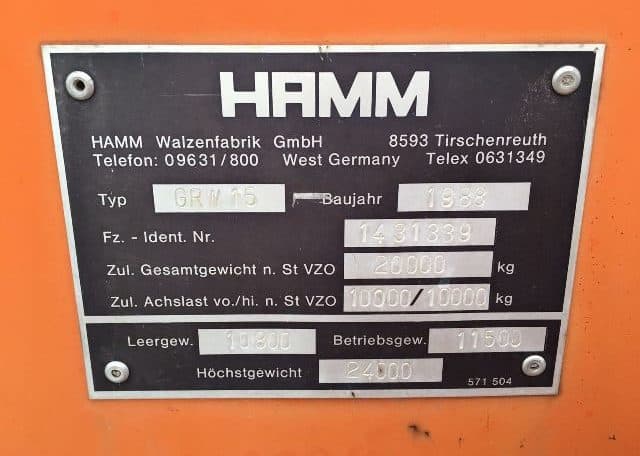 Hamm GRW15 Year: 1989 Pneumatic Tire Roller, photo 3
